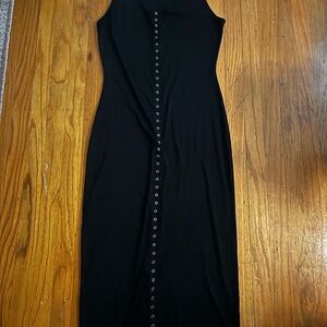 BP (Nordstrom) Black Snap-Front Midi Dress | Adjustable Slit | Like New
